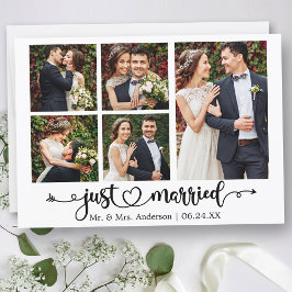 Kalligrafisches Herz nur verheiratet 5 Fotos Hochz Ankündigung