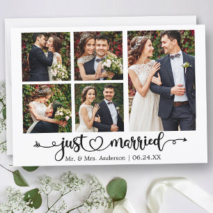 Kalligrafisches Herz nur verheiratet 5 Fotos Hochz Ankündigung