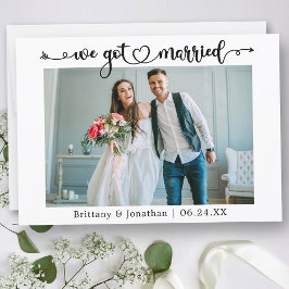 Kalligrafisches Herz Wir Got Verheiratete Foto Hoc Ankündigung