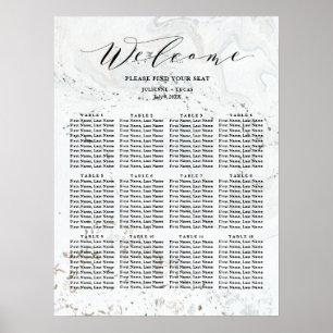 Kalligrafisches Hochzeitdiagramm   Schwarz Poster