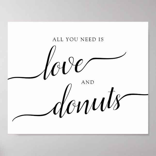 Kalligrafisches Hochzeitssegment "Liebe und Donuts Poster (Vorne)