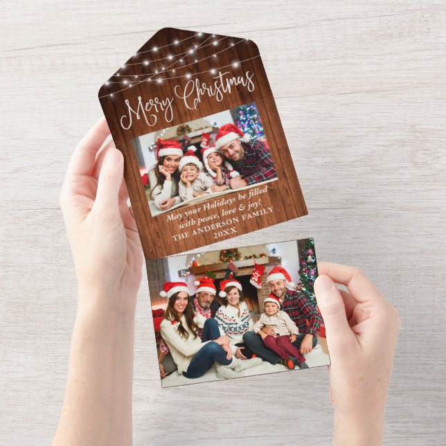  Kalligrafisches Holz leuchtet alle in einer Weihn All In One Einladung (Abreißen)