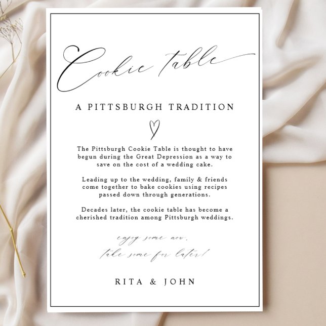 Kalligrafisches Minimalistisches Cookie Table Wedd Poster (Von Creator hochgeladen)