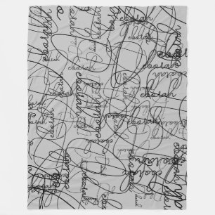 Kalligrafisches Muster schwarzer Signaturen auf Gr Fleecedecke