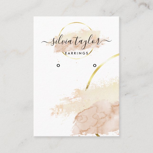 Kalligrafisches Papier Ohrring-Logo Visitenkarte (Vorderseite)