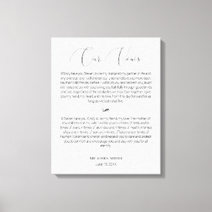 Kalligrafisches Skript Hochzeitsvows Canvas Print Leinwanddruck
