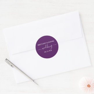 Kalligrafisches Skript Lila Hochzeiten Umschlag Au Runder Aufkleber