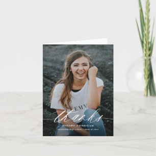 Kalligrafisches Skript mit zwei Fotos Abschluss ge Dankeskarte