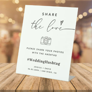 Kalligrafisches Skript teilen Sie die Liebe Weddin Sockelschild