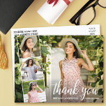 Kalligraphie Abschluss 4 FotoCollage Vielen Dank Postkarte<br><div class="desc">Moderne elegante Kalligrafie Script Abschluss 4 FotoCollage Vielen Dank Postcard</div>