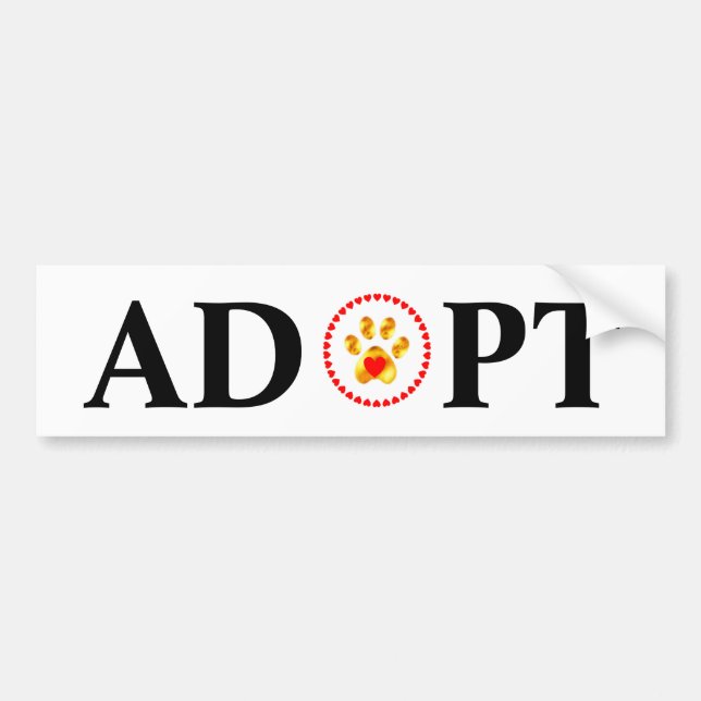 Kalligraphie adoptiert mit Pfoten & Herz Autoaufkleber (Vorne)