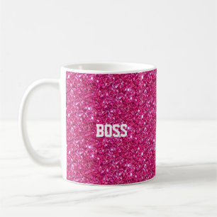 Kalligraphie auf glitzerndem Rosa Kaffeetasse
