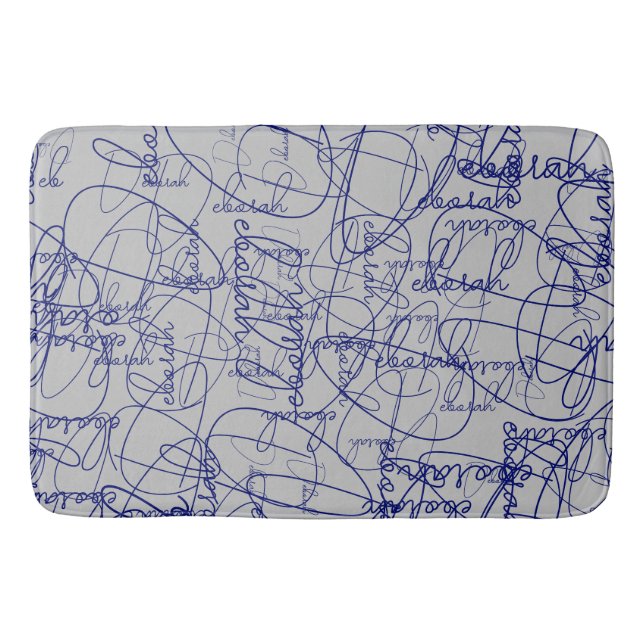 Kalligraphie Blaue Signaturen Badematte (Vorderseite)