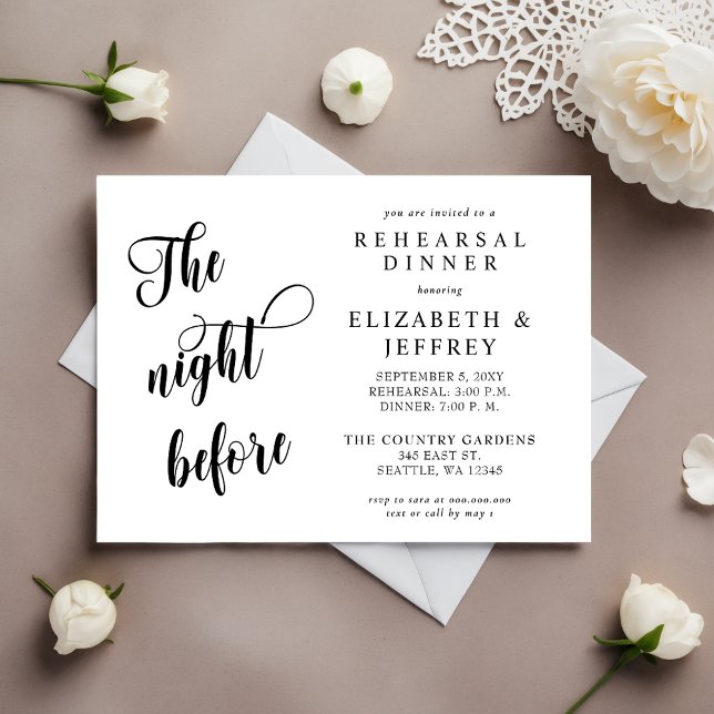 Kalligraphie: Die Nacht vor dem Probe Einladung (Calligraphy The Night Before Rehearsal Dinner Invitation)