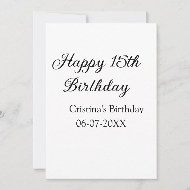 Kalligraphie einfach minimale glückliche 15. Gebur Einladung (Vorderseite)