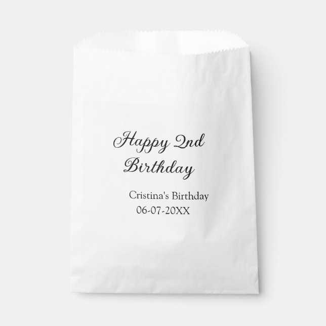 Kalligraphie einfach minimale glückliche 2. Geburt Geschenktütchen (Vorderseite)