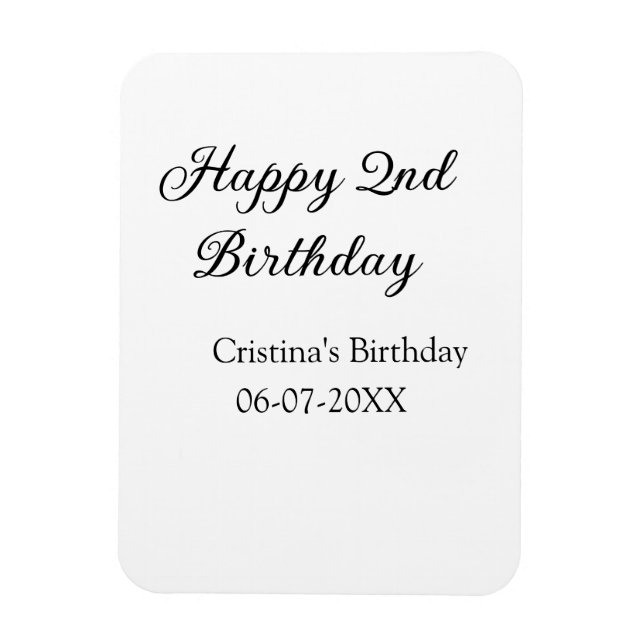 Kalligraphie einfach minimale glückliche 2. Geburt Magnet (Vertikal)