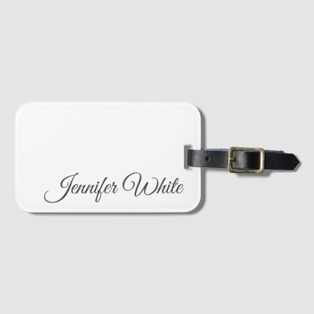 Kalligraphie Elegant Black & White Bold Retro Gepäckanhänger (Vorderseite (Horizontal))
