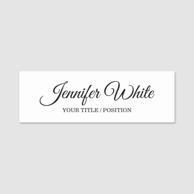 Kalligraphie Elegant Black & White Bold Retro Namensschild (Vorderseite)