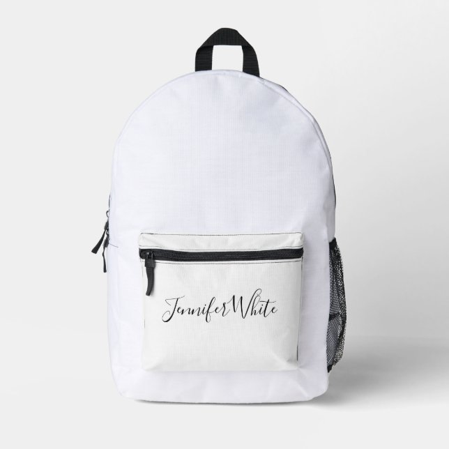 Kalligraphie Elegant Bold Retro Black & White Name Bedruckter Rucksack (Vorderseite)
