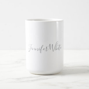 Kalligraphie Elegant Bold Retro Grau Weißer Name Kaffeetasse