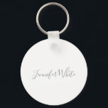 Kalligraphie Elegant Bold Retro Grau Weißer Name Schlüsselanhänger<br><div class="desc">Erleben Sie dieses moderne,  elegante Design. Diese Vorlage kann an alle beruflichen Beruf angepasst werden.</div>