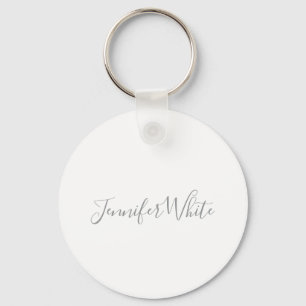 Kalligraphie Elegant Bold Retro Grau Weißer Name Schlüsselanhänger