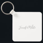 Kalligraphie Elegant Bold Retro Grau Weißer Name Schlüsselanhänger<br><div class="desc">Erleben Sie dieses moderne,  elegante Design. Diese Vorlage kann an alle beruflichen Beruf angepasst werden.</div>