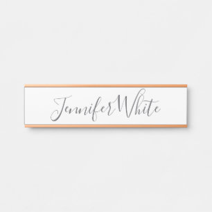 Kalligraphie Elegant Bold Retro Grau Weißer Name Türschild