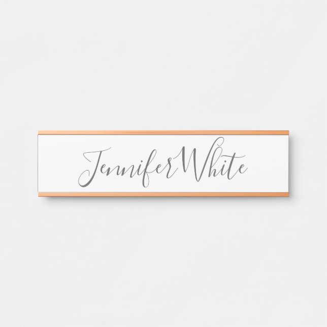 Kalligraphie Elegant Bold Retro Grau Weißer Name Türschild (Vorderseite )