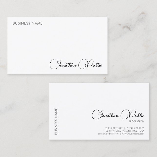 Kalligraphie Elegant Einfach Beruflich modern Visitenkarte (Vorne/Hinten)