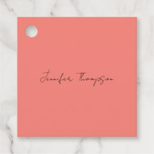 Kalligraphie Eleganto Coral Pink Schlicht Einfache Geschenkanhänger