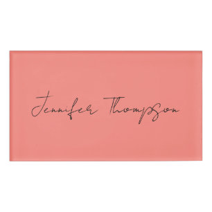 Kalligraphie Eleganto Coral Pink Schlicht Einfache Namenschild