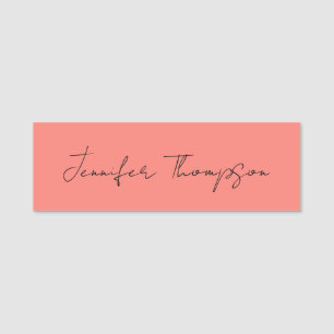 Kalligraphie Eleganto Coral Pink Schlicht Einfache Namensschild