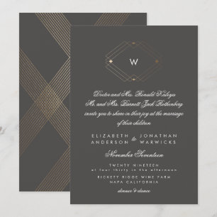 Kalligraphie Formales Monogramm-Goldfolie Einladung