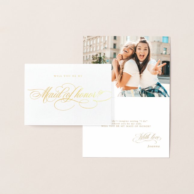 Kalligraphie Gold werden Sie meine Trauzeugin sein Folienkarte (Anzeige)