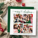 Kalligraphie Herzens Weihnachten 4 Foto Grüner Pla<br><div class="desc">Moderne Kalligraphie Herzbeschwörung Weihnachten 4 Foto Square Holiday Card - Grün</div>