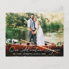 Kalligraphie Hochzeit Unser Abenteuer beginnt Postkarte