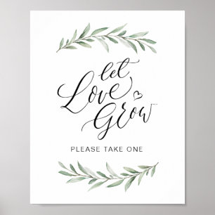 Kalligraphie "Lass Liebe Grow" Rustikale Vegetatio Poster