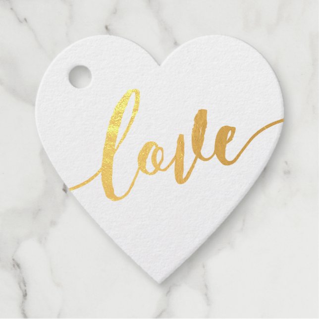Kalligraphie Liebe Herz Jegliche Feier REAL FOIL Geschenkanhänger (Vorderseite)