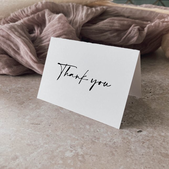 Kalligraphie Moderne elegante geklappte Hochzeit Dankeskarte (Von Creator hochgeladen)