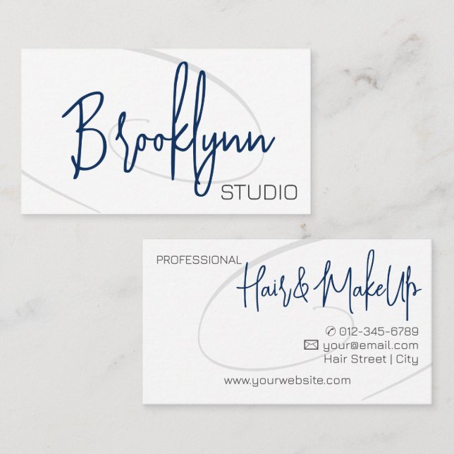 Kalligraphie Moderner Beruflicher Friseur Twirl Visitenkarte (Vorne/Hinten)