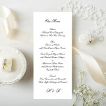 Kalligraphie Monogram Schwarz-Weiß-Feierliche Hoch Menükarte<br><div class="desc">Dieses formelle, elegante und traditionelle Hochzeitsmenü verwendet Kalligraphie und ein Monogramm in schwarzem Text auf weißem Papier. Dieses saubere und einfache Design mit der Verwendung dieses kalligraphischen Skripttyps verleiht ihm ein würdevolles und würdevolles Aussehen. Ideal für jede Hochzeit, aber wäre phantastisch für eine Schwarze Krawatte Hochzeit. Dieses Hochzeitsmenü wird immer...</div>