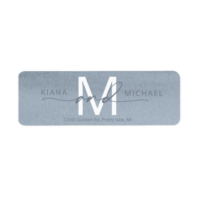 Kalligraphie Monogram Wedding Dusty Blue ID771 (Vorne)