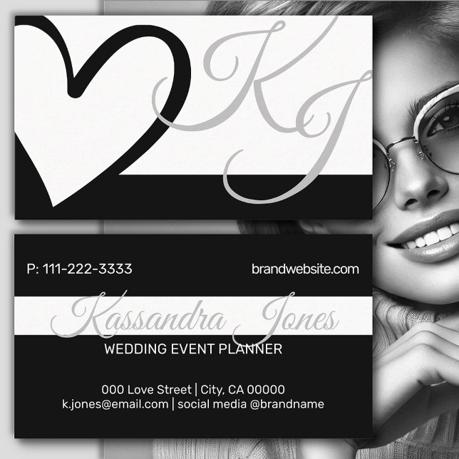 Kalligraphie Monogramme mit schwarzem und weißem H Visitenkarte (Von Creator hochgeladen)