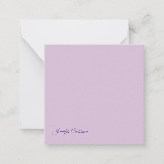 Kalligraphie Pastel Thistle Pink Personalisierter  Mitteilungskarte (Vorderseite)