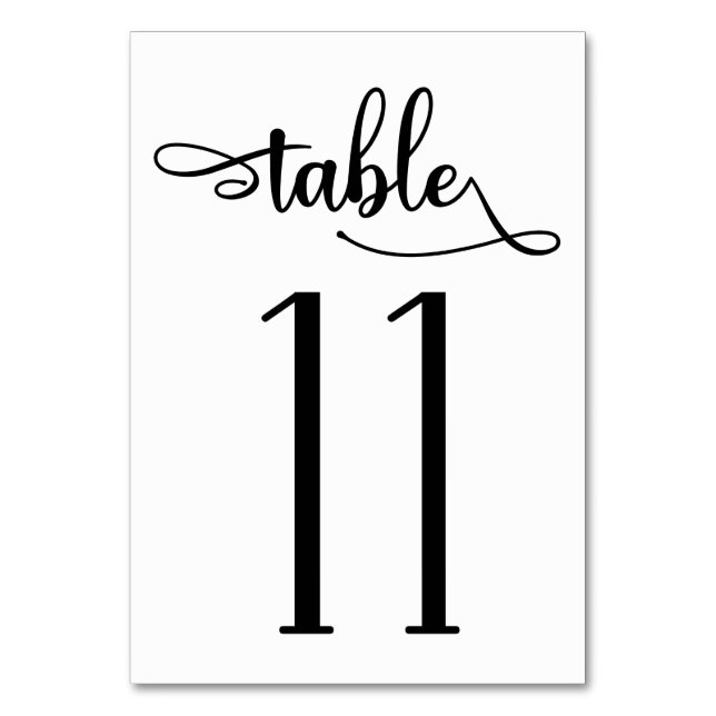 Kalligraphie schwarz 3.5x5 Tischnummer | Tabelle 1 (Rückseite)