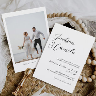 Kalligraphie Schwarz-Weiß-Foto-Hochzeit Einladung