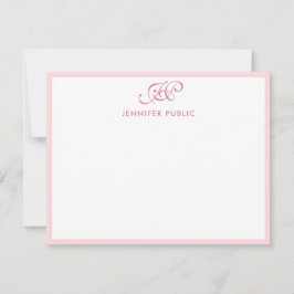 Kalligraphie Script Monogram Elegant Blush Pink Mitteilungskarte