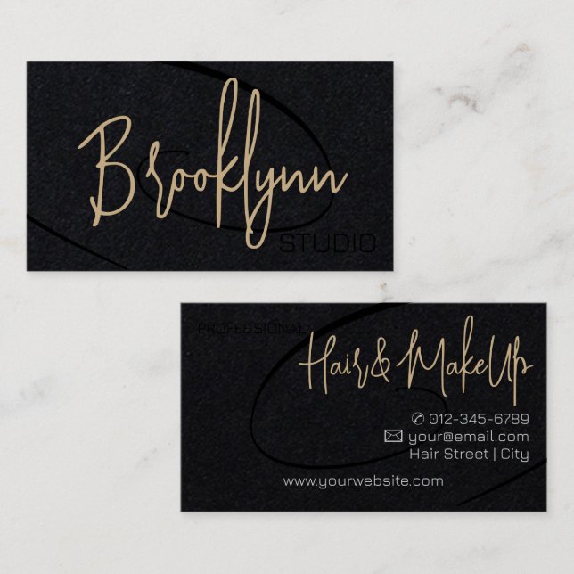 Kalligraphie Signature Beruflich Hair Studio Visitenkarte (Vorne/Hinten)